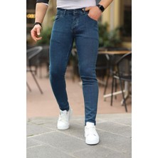 Erkek Jeans Slim Fit Likralı Denim Mavi Kot Pantolon