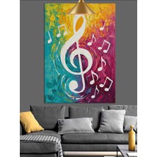 Sol Anahtarı ve Notalar Dekoratif Kanvas - Mdf Ahşap Tablo