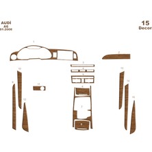 Audi A6 2008 Konsol-Torpido Kaplama 16 Parça Açık Meşe