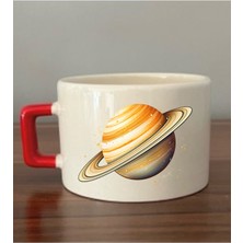 Satürn Baskılı Fincan Kupa Bardak Hediyelik Eşya - Seramik Çay, Kahve Hediye Bardağı