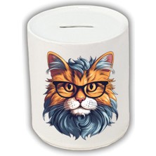 Bilgili Kedi Baskılı Kumbara - Para Biriktirme Kumbarası