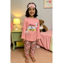 Çocuklar Için Göz Maskeli Karakter Baskılı %100 Pamuk  3 Lü Pijama Takımları