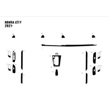 Honda City 2021-KONSOL Kaplama Piano Black