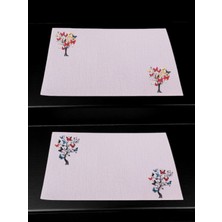 Kelebekli Ağaç Baskılı Mutfak Masası 2'li Keten Servis Bezi 28X40 cm Amerikan Servis