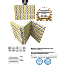 Katlanır Kamp Yatağı Çadır Yatağı Sünger Yatak Fermuarlı 70X180 cm 6 Cm-Sarı Gri Zikzak
