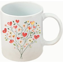 Kalpli Ağaç Baskılı Beyaz Kupa Bardak Doğum Günü Hediyesi