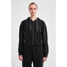 Kadın Fermuarlı Kapüşonlu Sweatshirt 25N-2113