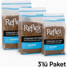 Reflex Somonlu Pirinçli Kısırlaşlaştırılmış Kedi Maması 3x 1kg (3kilo) 3 Li Fırsat Paketi