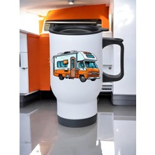 Karavan Baskılı Kulplu Çelik Bardak Termos 450 ml