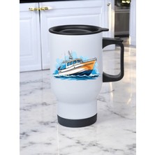 Gemi Temalı Kulplu Çelik Bardak Termos 450 ml