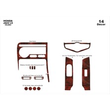 Honda Jazz Konsol-Torpido Kaplama 2004-2007 14 Parça Maun