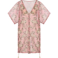 Yanı Sürgülü Desenli Tül V Yaka Tunik