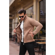 Yan Cepli Tam Fermuarlı Peluş Sweatshirt