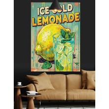 Buzlu Limonata Içeren Vintage Reklam Posteri Dekoratif Kanvas - Mdf Ahşap Tablo