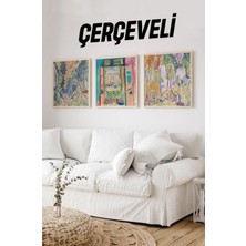 Ahşap Çerçeveli Mdf Kare Tablo Seti Salon ve Oturma Odası Için KR4006 23 x 23