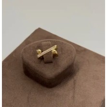 Ince Yatay Model Taşlı Yüzük