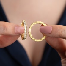 925 Ayar Gümüş Baget Taşlı Halka Küpe