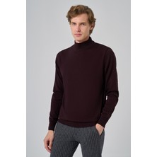  Erkek Mor Basic Yarım Balıkçı Yaka Dynamic Fit Rahat Kesim Triko