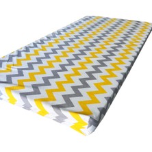 Çocuk Yatağı 60X120X6 cm Vip Oyun Parkı Sünger Yatak Bebek Yatağı-Sarı Gri Zikzak