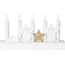 Eglo 410406 "julıa" 5'li Mum E10 Ahşap Beyaz Gold 15CM Yüksekliğinde 28CM Uzunluğunda Dekoratif Aydınlatma