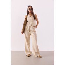 Clara Wide Leg Off White Palazzo Pantolon(Tencel)(Tm)-Off White