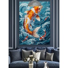 Koi Balığı Dekoratif Kanvas - Mdf Ahşap Tablo