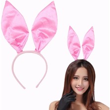 Kırmızı Renk Saten Kaplama Şekil Verilebilir Tavşan Kulak Taç 35X11 cm - Lisinya