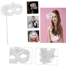 Beyaz Işıltılı Tutmalı Fotoğraf Çekimi Maskesi 18X29 cm - Lisinya