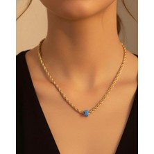 Burgu Zincir Mavi Boncuk Detaylı Kolye Altın Renk | Şık Tasarım | Özel Gün Hediyesi