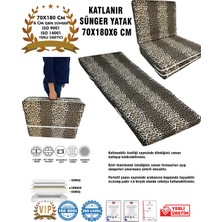 Katlanır Yer Yatağı ve Tek Kişilik Sünger Katlanır Minder Yatak 70X180X6 Cm-Leopar