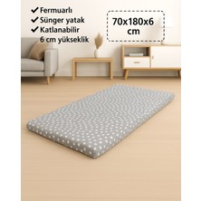 Sünger Yatak 70X180X6 Cm, Yer Yatağı, Balkon Yer Minderi,şantiye,karavan,deprem Yatağı-Gri Yıldız