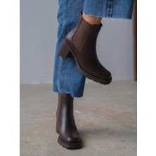 Stark Kahve Hakiki Deri Kadın Bot