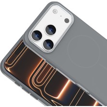 Ottonova Apple iPhone 17 Pro Kılıf M-Safe Şarj Özellikli Metal Kamera Çerçeveli Zore Edi Silikon Kapak -Titanyum Gri