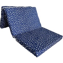 Katlanır Yer Yatağı ve Tek Kişilik Sünger Katlanır Minder Yatak 90X190X10 Cm-Lacivert Yıldız