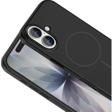 Ottonova Apple iPhone 17  Kılıf M-Safe Şarj Özellikli Metal Kamera Çerçeveli Zore Edi Silikon Kapak - Siyah
