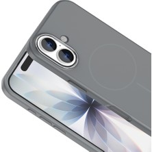 Ottonova Apple iPhone 17  Kılıf M-Safe Şarj Özellikli Metal Kamera Çerçeveli Zore Edi Silikon Kapak -Titanyum Gri
