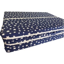 Tek Kişilik Katlanır Yer Yatağı Sünger Yatak Lacivert Yıldız 80X180 Cm-6 cm