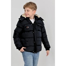 Kışlık Yoğun Şişme Elyaf Dolum Kapüşonlu Kalın Su Geçirmez Erkek Çocuk Mont