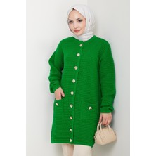 Lezgi Düğmeli Triko Hırka 1599 - Yeşil