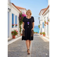 FTY1018 Yırtmaçlı Kolsuz Turlu Viskon Elbise Siyah