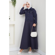 Ceket Etek Scuba Ikili Takım 1614 - Lacivert