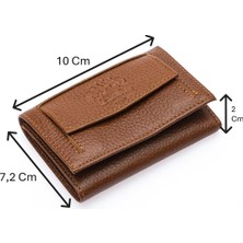 Westpolo Unisex Hakiki Deri Bozuk Para ve Kağıt Para Bölmeli Cüzdan Kartlık - Taba