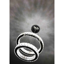 Gn Gen Aydınlatma Modern Gümüş Sarkıt Kristal Taşlı Üç Renk LED Ikili Avize 30-40 cm