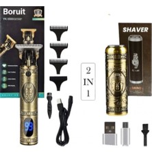 Pro 2 In 1 Vintage Traş Makinesi Şarjlı Dijital Göstergeli Aliminyum Gövde - Lisinya