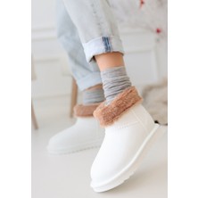 Mordi Beyaz Oval Burunlu Su Geçirmez Içi Kürklü  Bot - Lisinya