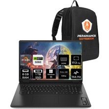 HP Omen 17 Ryzen AI 7 350 RTX 5060 8GB 8GB RAM 1TB SSD 17.3" FHD 144Hz Win11 Home C2EZ2EAPN363 Gaming Laptop + Per4 Çanta