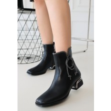 Melina Siyah Cilt Topuklu Bot - Lisinya