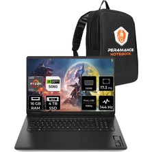 HP Omen 17 Ryzen AI 7 350 RTX 5060 8GB 16GB RAM 4TB SSD 17.3" FHD 144Hz FreeDOS C2EZ2EAPN311 Gaming Laptop + Per4 Çanta