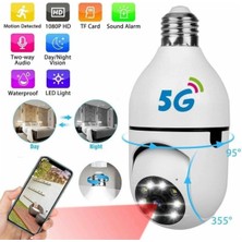 Kablosuz 360 Panoramik Ampul Kamera Güvenlik Kamerası Çift Kablosuz 360 Derece Gece Görüşlü ( Lisinya )