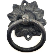 Antika Tarz Dekoratif Pirinç Çiçek Mobilya Kulbu, Kapı Kilit Halkası - 50MM, Oksit - Lisinya